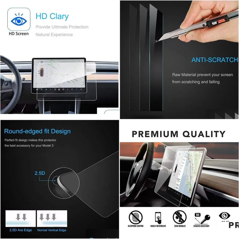 tesla model 3 center control touch screen car navigation tempered glass screen protector