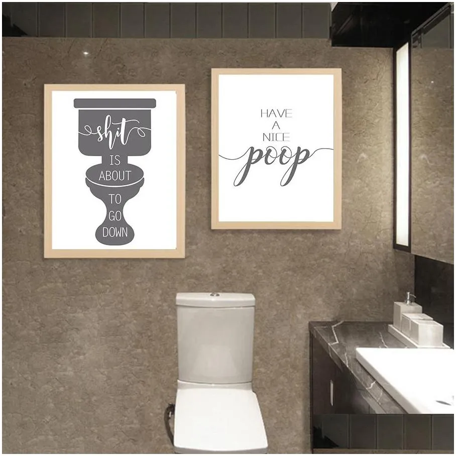 big toilet sign bathroom decorative posters prints funny canvas painting on the wall have a nice poop quotes pictures home decor
