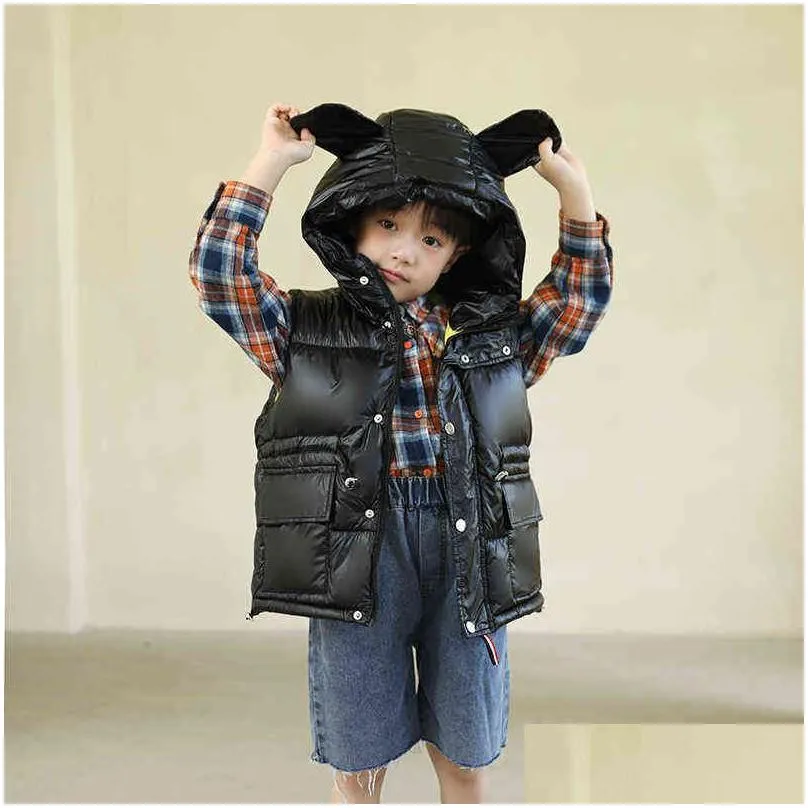 children winter hooded vest kids waterproof warm body warmer toddler boys vest baby girl thicker jacket sleeveless tops j220718