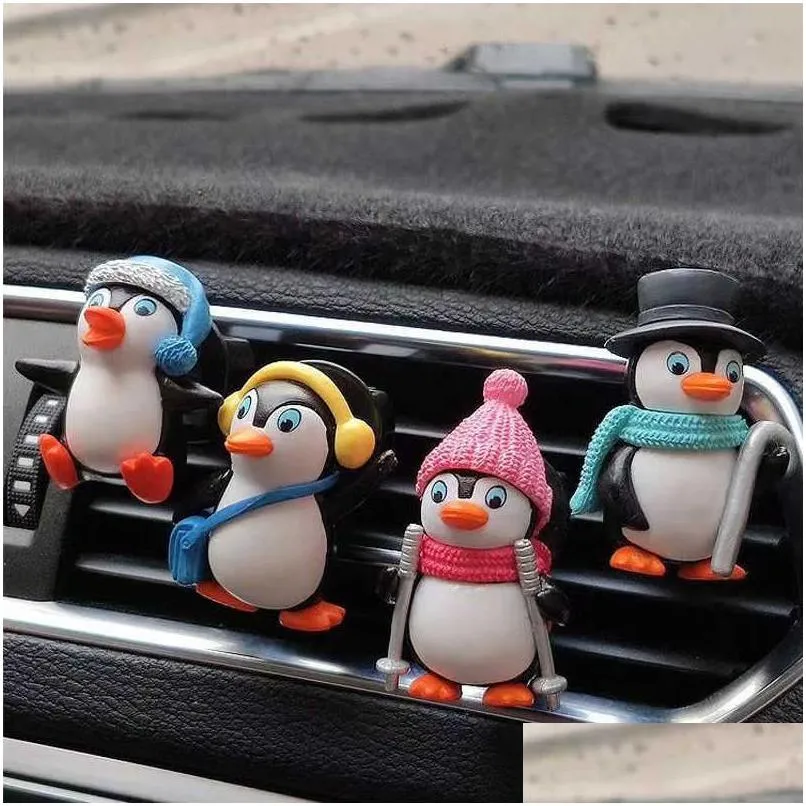 home storage cute cartoon little penguin car air freshener car air conditioning outlet aromatherapy perfume diffuser auto interior decoration