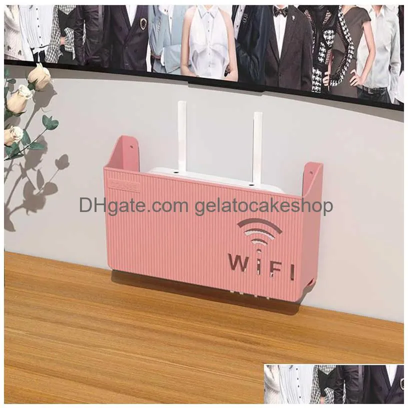wallmounted wireless wifi router shelf abs plastic storage box cable power bracket organizer box for media boxes game console