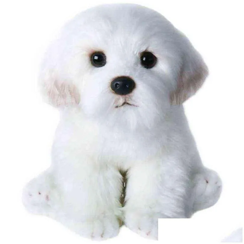 2 sizes maltese stuffed dog cuddle cute simulation pets fluffy baby dolls birthday gifts for ldren bichon  puppy gift j220729