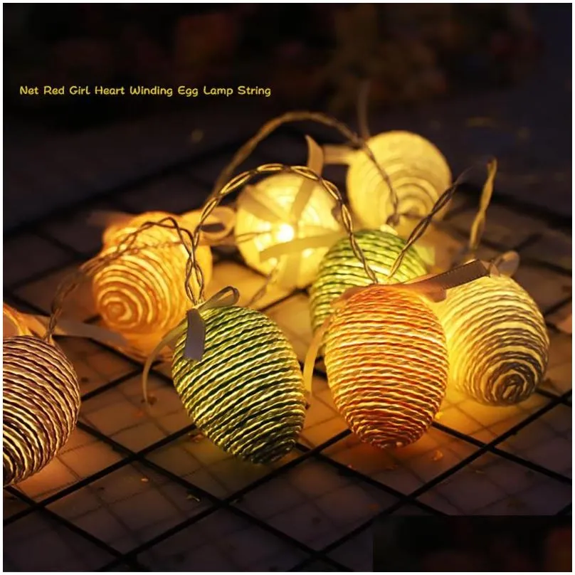 strings colorful usb led string lights easter eggs hanging ornament happy decor event party supplies for home table