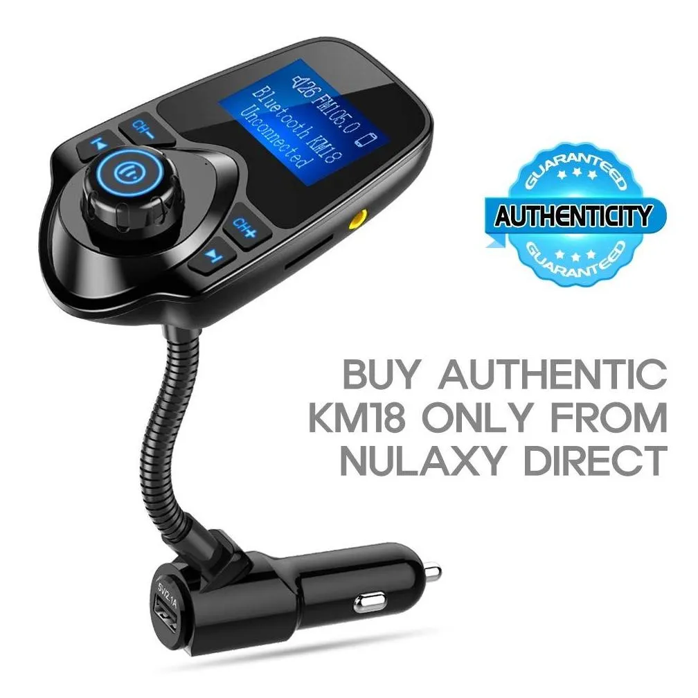 bluetooth car fm transmitter audio adapter receiver wireless hands car kit w 1.44 inch display