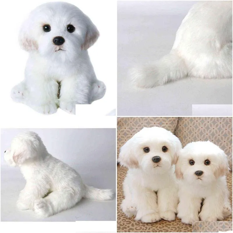 2 sizes maltese stuffed dog cuddle cute simulation pets fluffy baby dolls birthday gifts for ldren bichon  puppy gift j220729