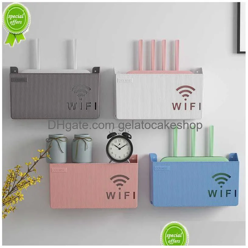 wallmounted wireless wifi router shelf abs plastic storage box cable power bracket organizer box for media boxes game console