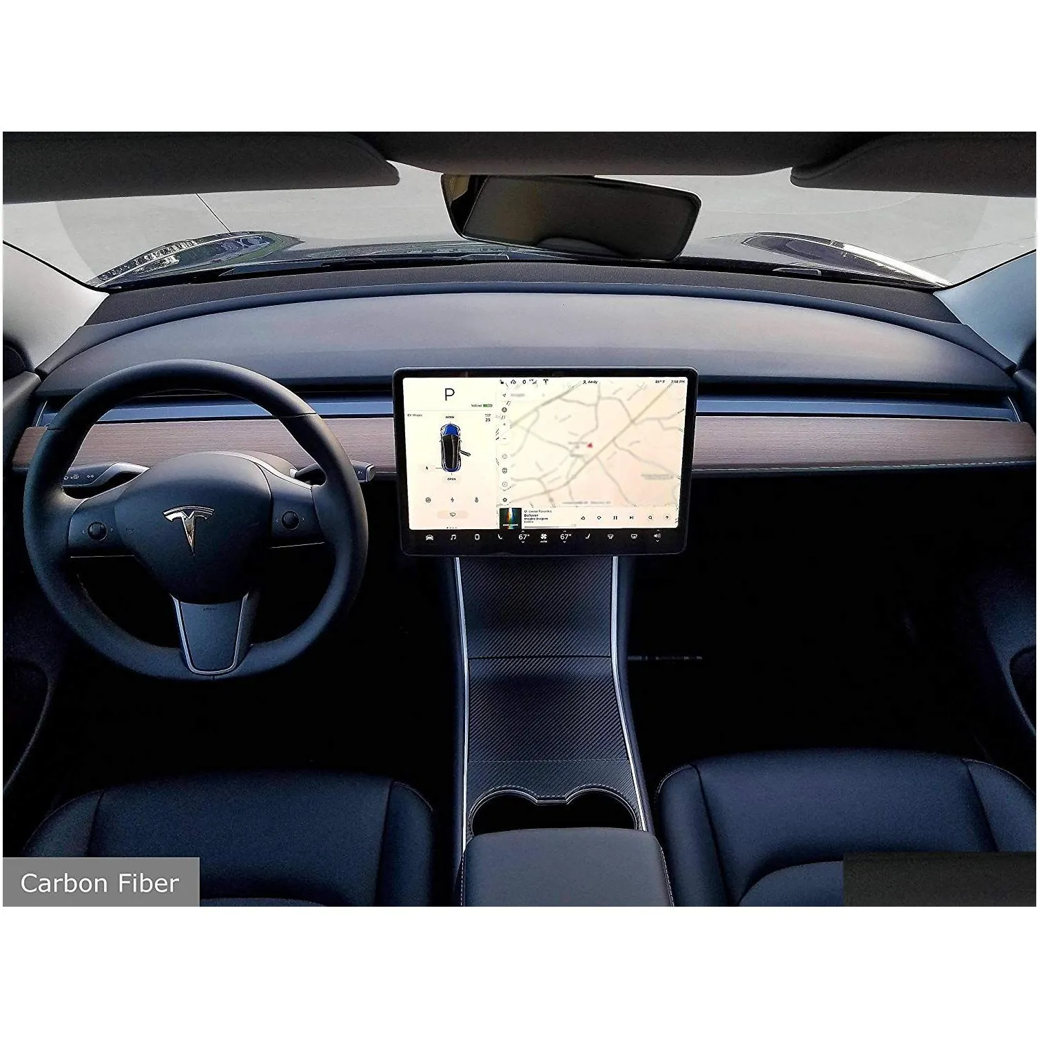 ev wraps tesla model 3 center console wrap carbon fiber