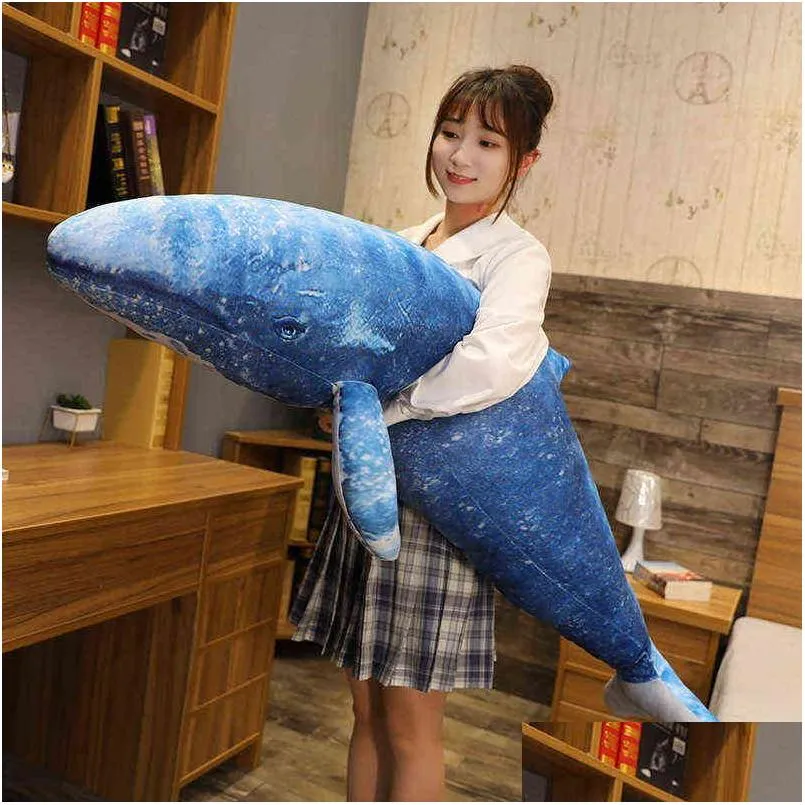 130 cm big blue whale plush dolls sea animals japanese whale stuffed plush toys for ldren soft sleep cushion kids baby gift