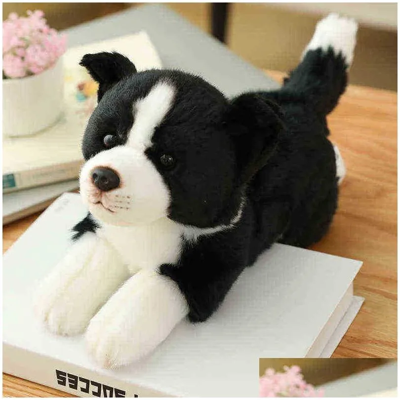 simulation border collie dog cuddly toy super high quality hound toy for luxury home decor pet lover birthday gift j220729