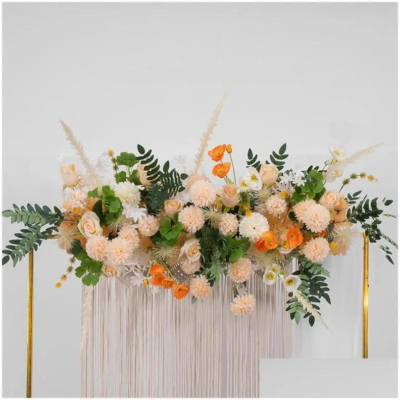 decorative flowers wreaths 50/100cm diy wedding flower wall arrangement supplies silk rose hydrangea artificial row decor iron arch
