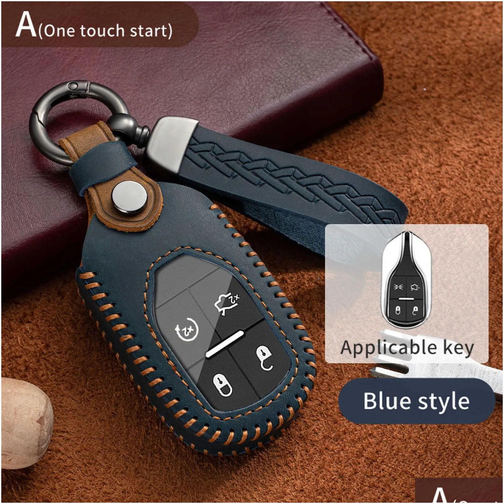  leather car key case cover fob for  ghibli president grecale levante granturismo quattroporte gt grancabrio mc2 keychain