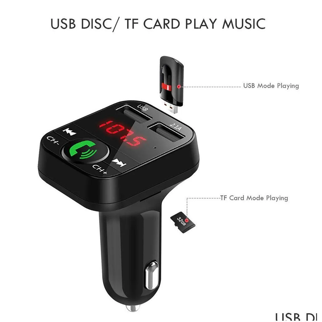 car kit hands wireless bluetooth fast  fm transmitter lcd mp3 player usb  2.1a accessories hands audio receiver