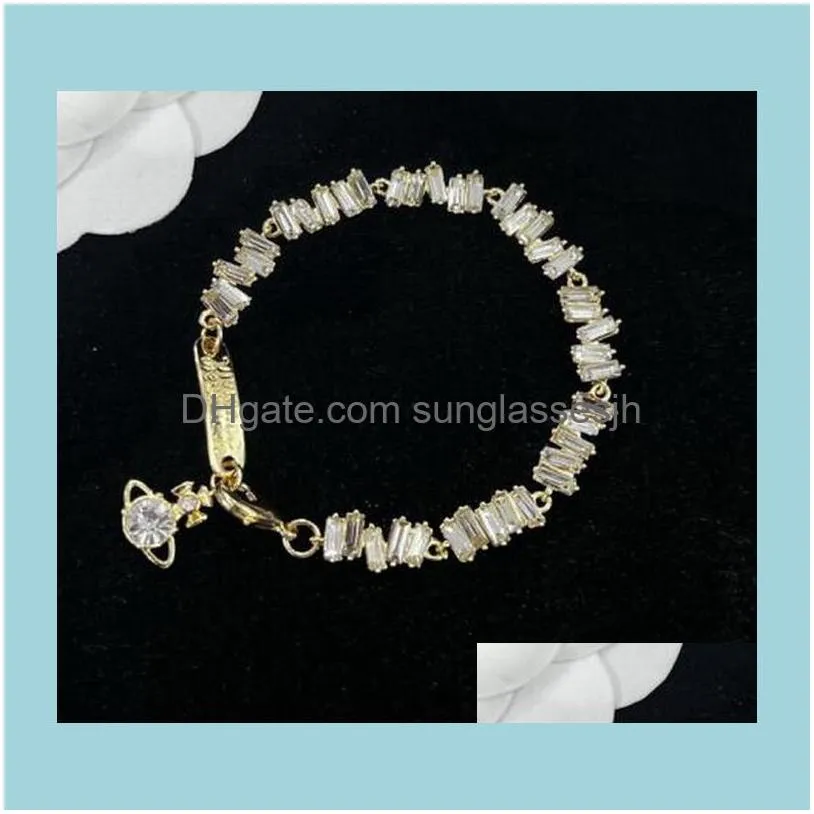 micro inlays crystal diamonds zircon chain fashion designed color planet bangles diamonds 18k gold plated womens ladies bracelets link chain designer jewelry