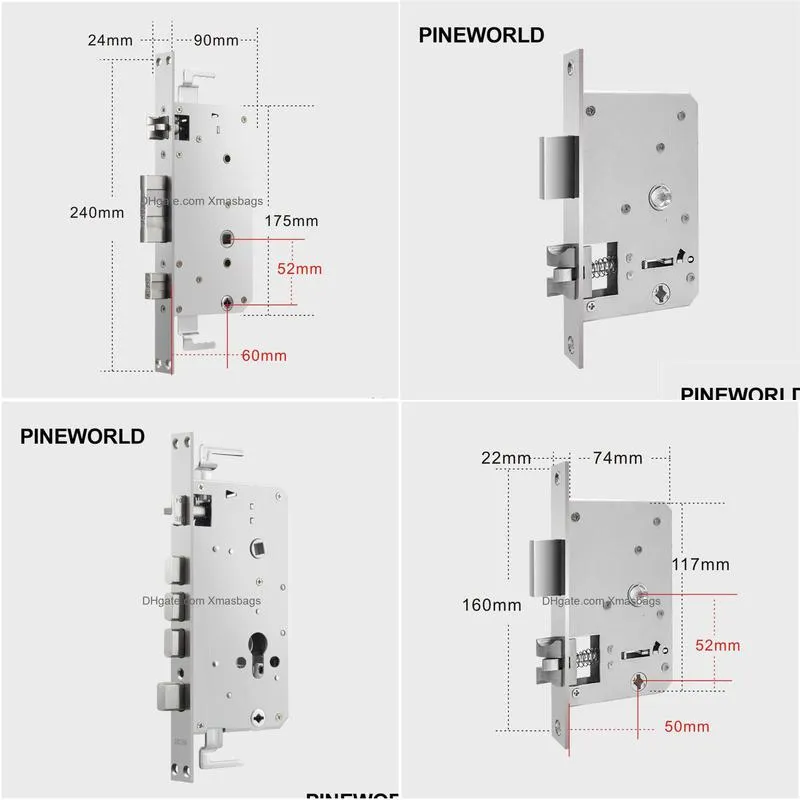 pine world 5052 6052 stainless steel lock body smart fingerprint door lock accessories fit for q202 201013