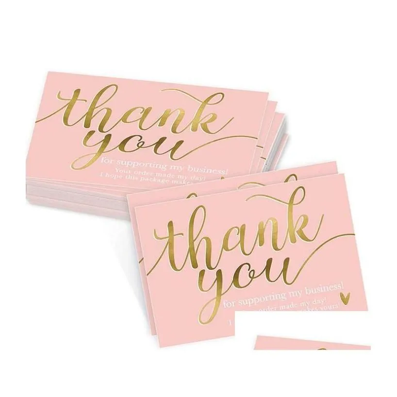 greeting cards 2021 quality adhesive stickers 50pcs pink thank you for supporting my small business card thanks appreciation cardsto