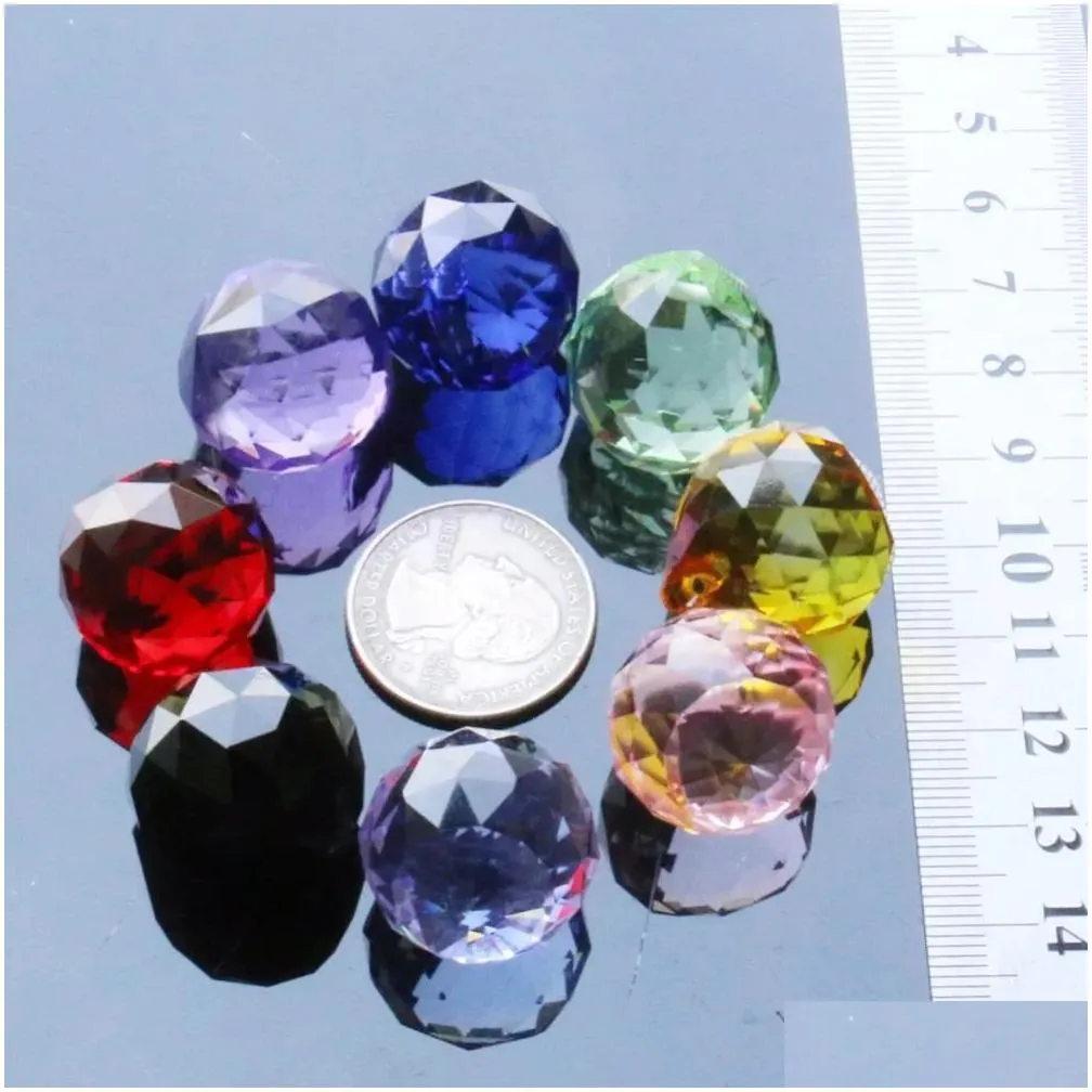 8pcs mixed color glass crystal prism ball 30mm hanging chandelier jewelry suncatcher diy craft supply decoration part for lamp h