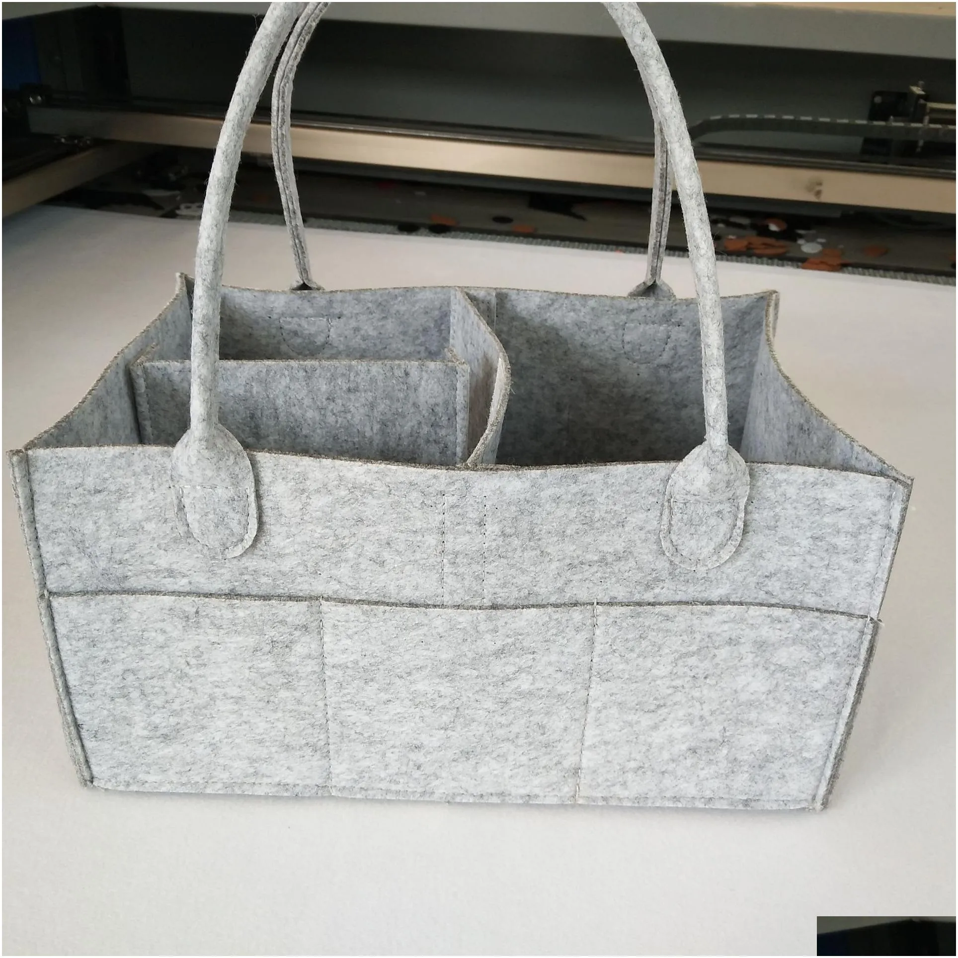 baby diaper bags gray infant diaper tote bag portable car travel organizer felt basket born girl boy nappy storage bag c4244