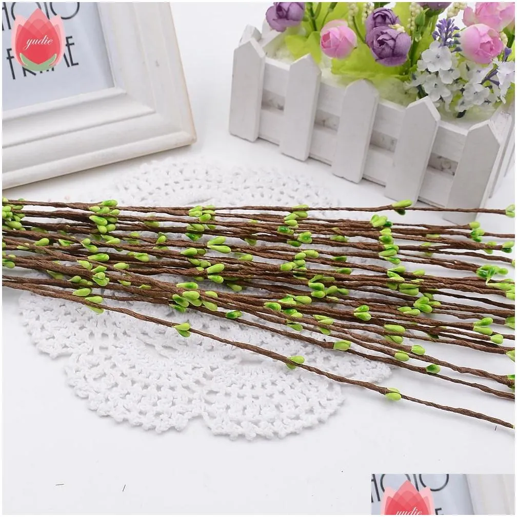  10pcs 40cm bud artificial branches flowers iron wire twigs for wedding decoration diy scrapbooking handmade wreath flowers