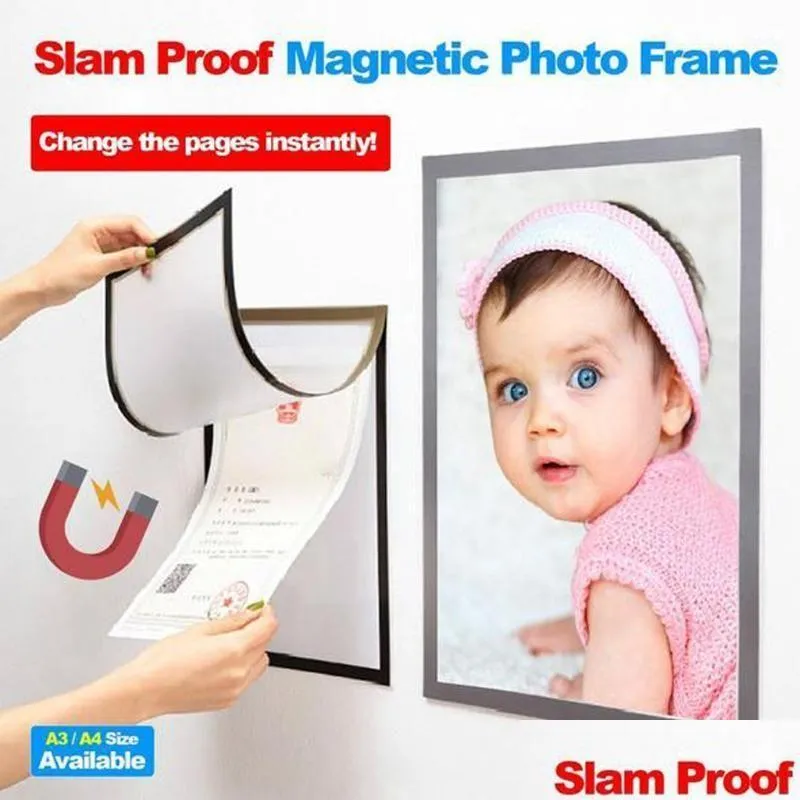 frames po frame a4 a3 magnetic cadre picture baby slam proof refrigerator wall decor porta retrato marco foto ramka na zdjecieyl5