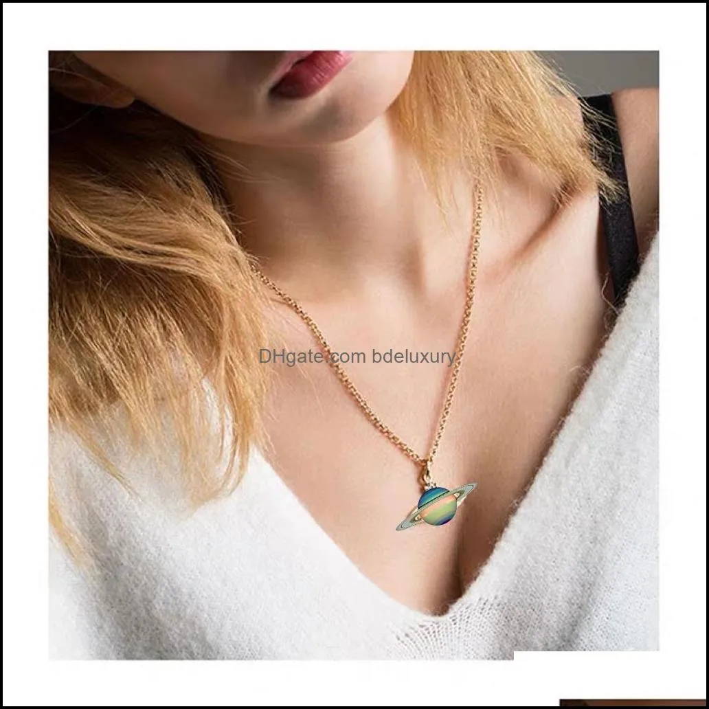  selling classic designer planet necklace western queen fashion punk necklace diamond saturn pendant necklace ladies party jewelry lovers gift with