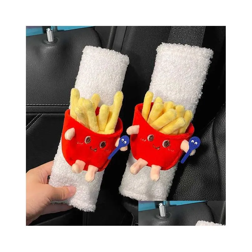  2 sztuk liczne zabawka z kreskwki samochodw seat belt pokrywa dla styl niemowlcy frytki hamburger model pluszowy fotelik