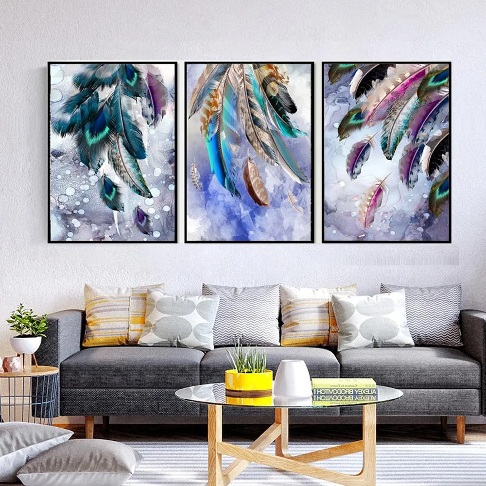 Nordic-Art-Poster-and-Prints-Canvas-Art-Pictures-Painting-for-Home-Wall-Picture-Background-Feathers-Peacock (1)