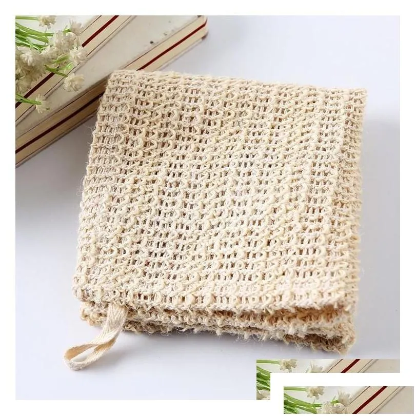 bath brushes sponges scrubbers 100% nature sisal cleaning towel for body exfoliating linen wash cloth 25x25cm shower washcloth fa