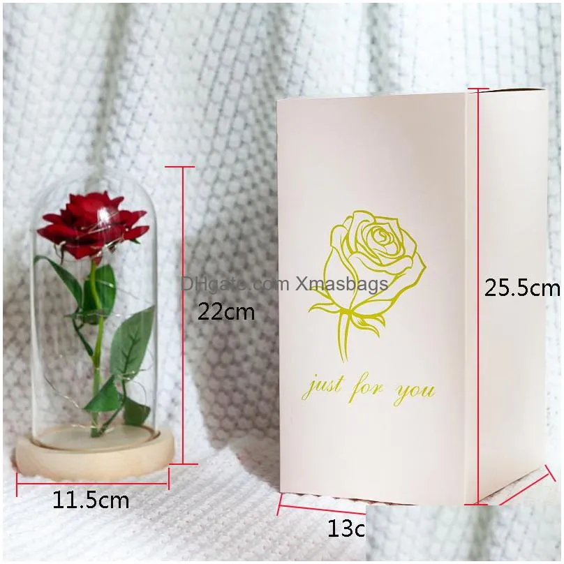romantic eternal rose flower glass cover beauty and beast led battery lamp birthday valentines day mother gift home decoration