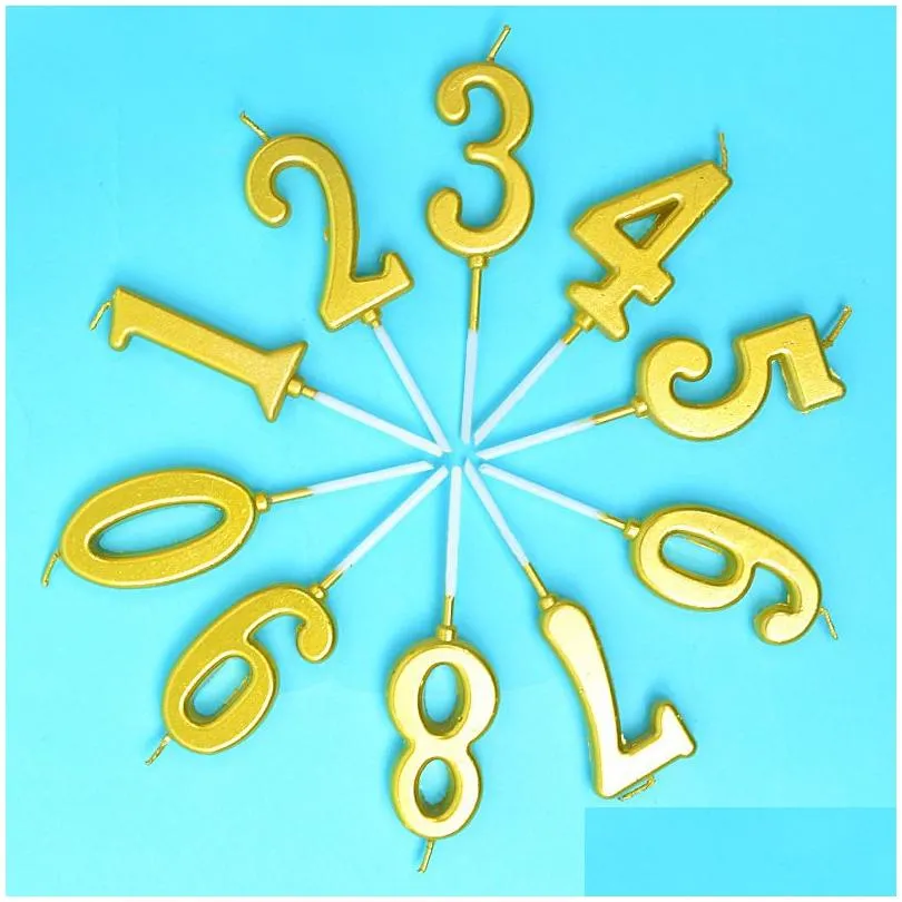 100pcs gold 09 number environmental smokeless digital candle add chassis tray kids baby birthday party supply cake decor