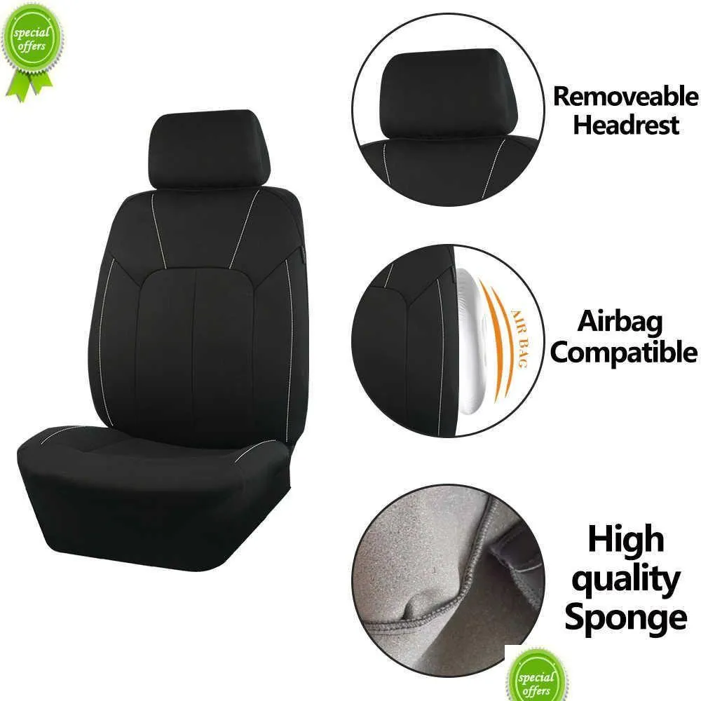 2023 black universal polyester car seat cover full set unisex accessories interior decoration fit suv van protector