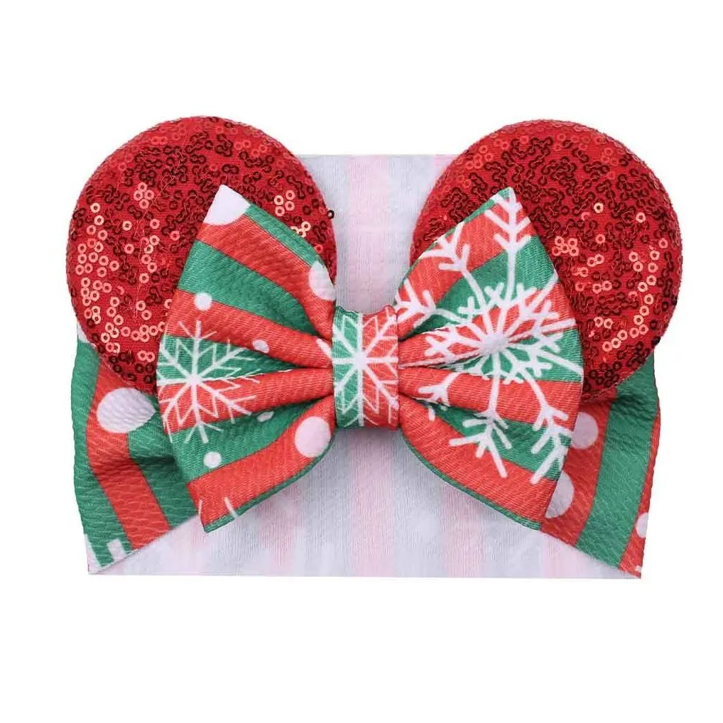 40 designs christmas cartoon mouse ears headband sequins bow headwrap elastic bowknot hairbands hair bows baby wide halloween hairband