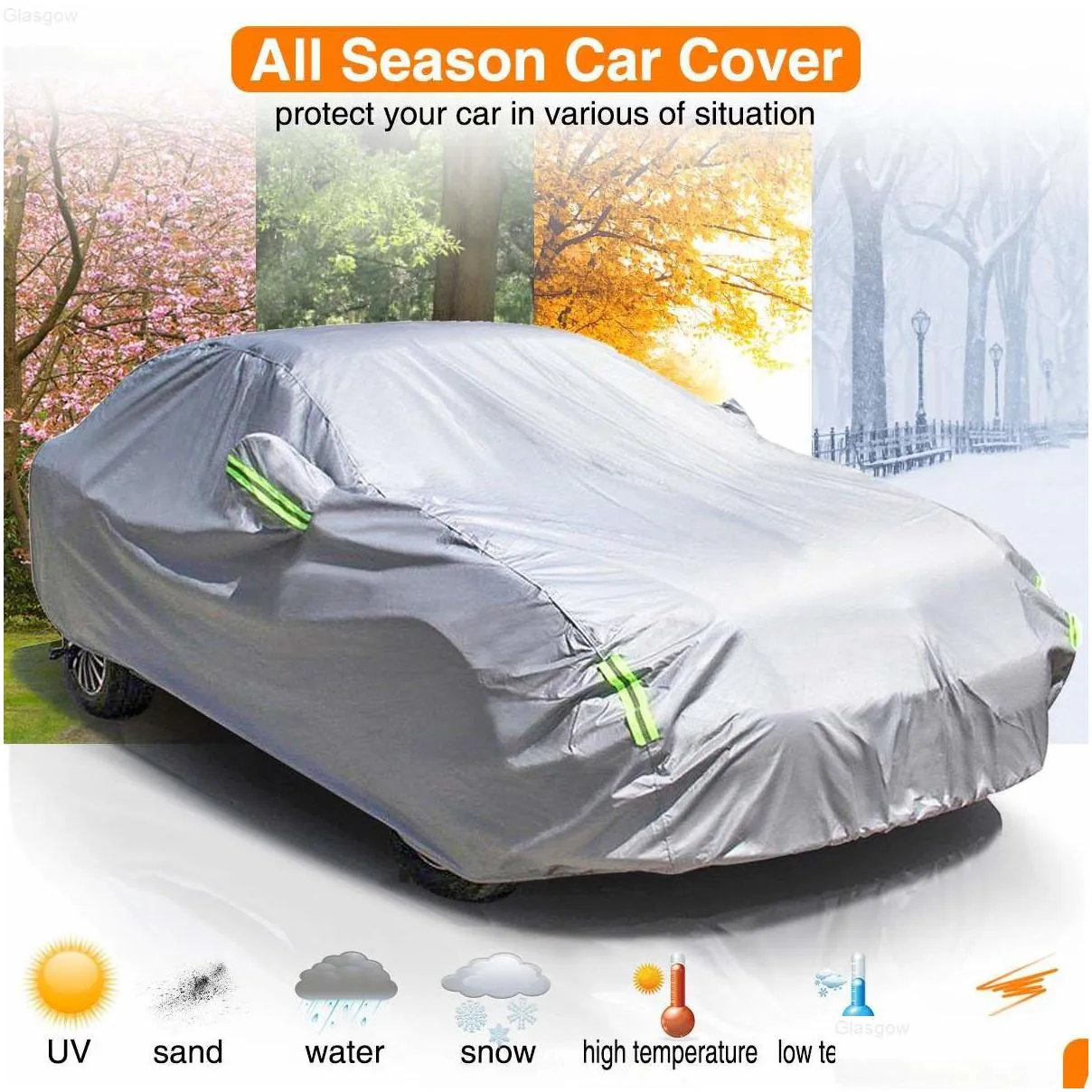 car covers full car cover 210t waterproof sunscreen dustproof car case cover wreflective strips universal for suv sedan j220907