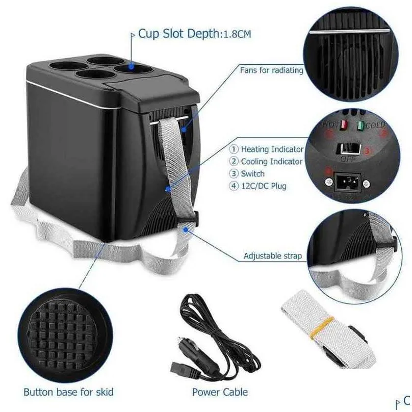 professional 12v refrigerator zer heater 6l mini cooler warmer electric fridge portable icebox travel refrigerator h220510