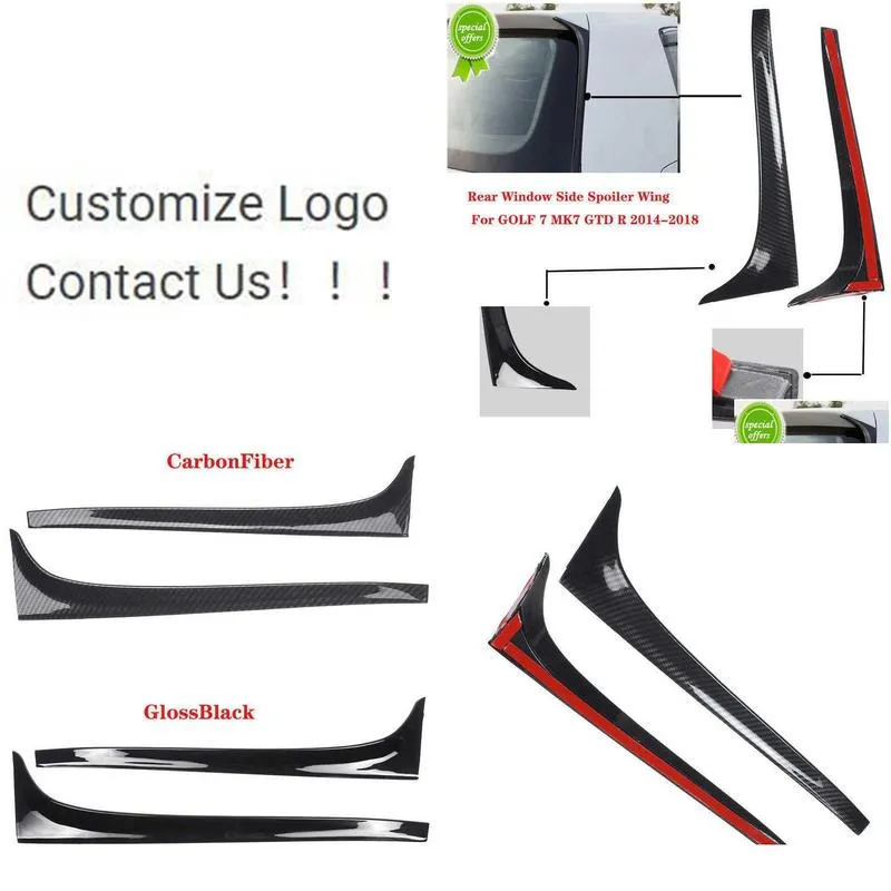  carbon fiber rear window side spoiler wing carstyling auto rear window mirror tail accessories for golf 7 mk7 gtd r 20142018