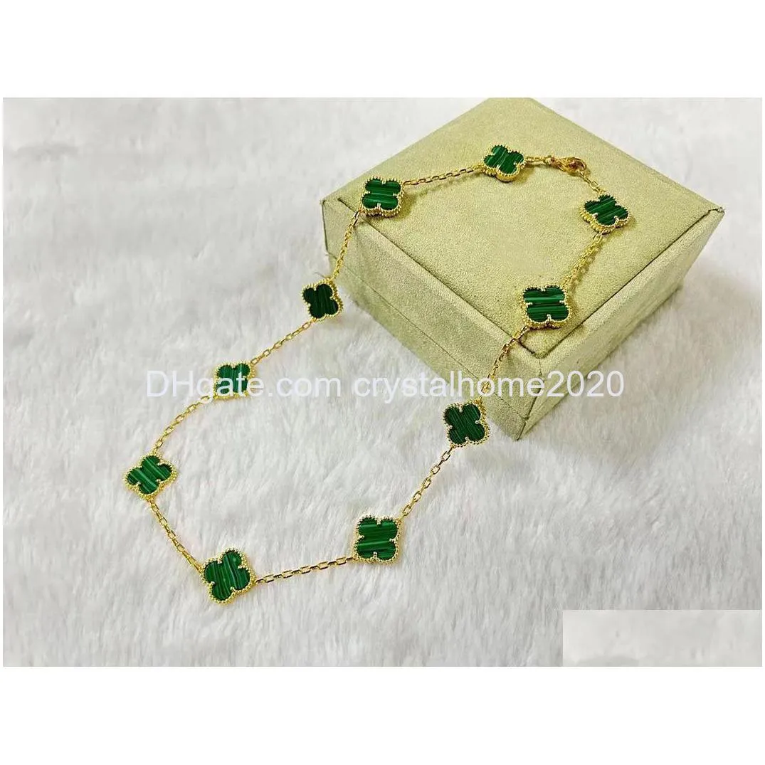 luxury van brand clover designer pendant necklaces 18k gold cross chain green stone 15mm 4 leaf 10 flower choker necklace top a