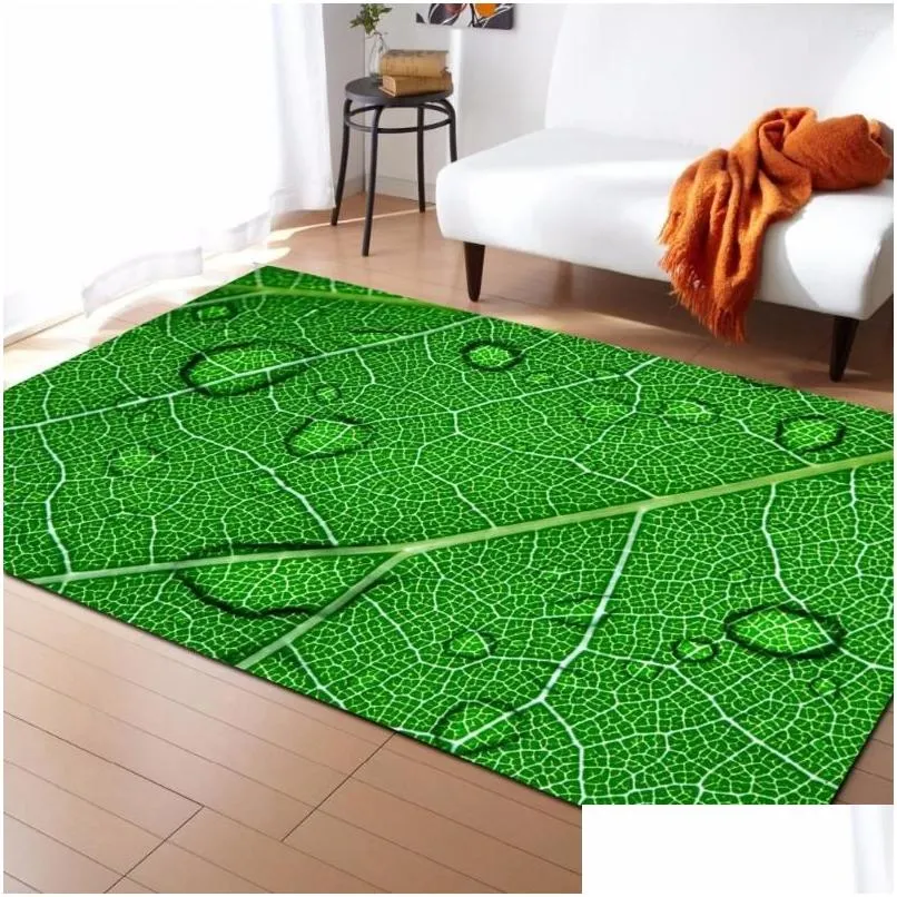 carpets large 3d green leaf vein rug bedroom kids room play mat memory foam area rugs carpet for living home decorative