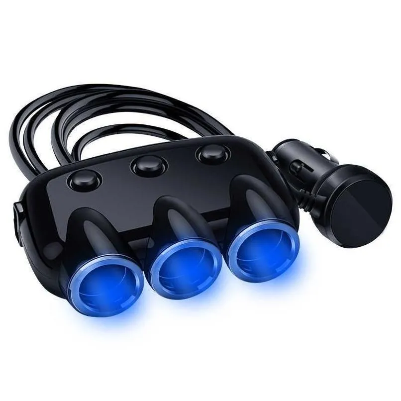 yantu 12v/24v 120w black auto car usb car cigarette lighter adapter socket splitter converter 5v 3.1a car  with blue led