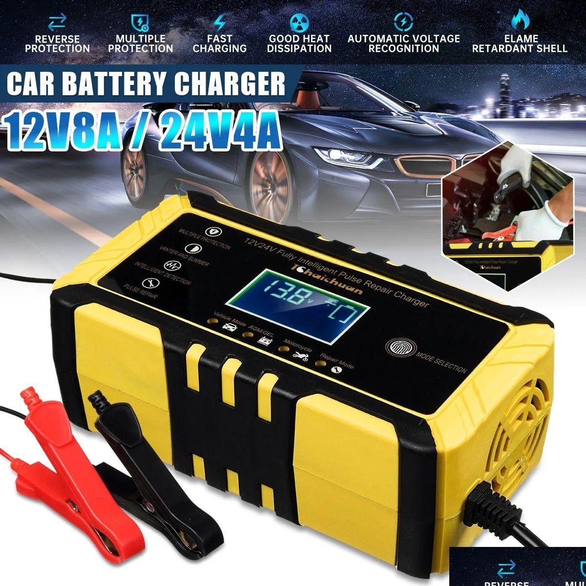 140w car battery  12v 8a/24v 4a portable car  usb mobile battery charging booster clipon car power accessories