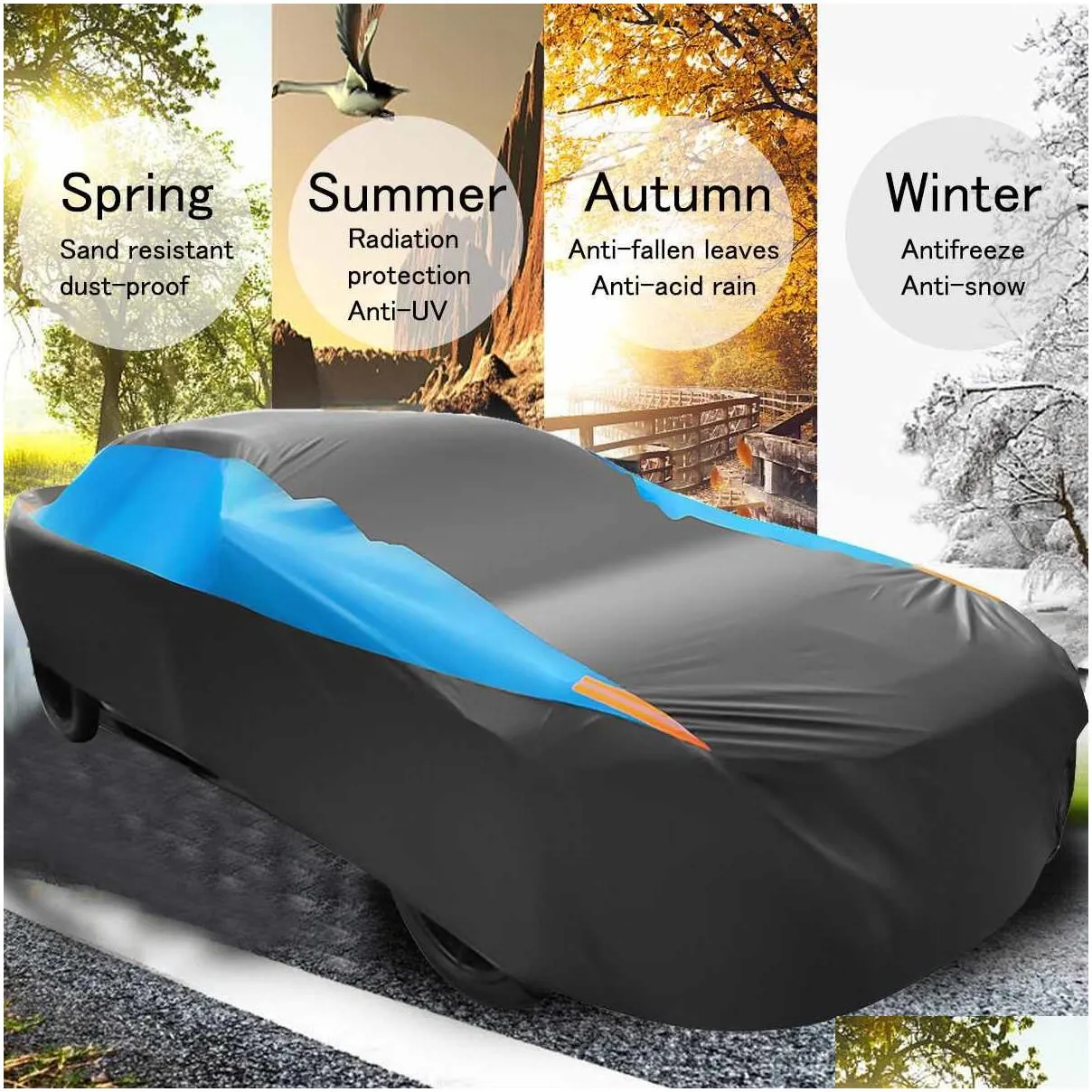 car covers sedan car full cover outdoor waterproof snow proof dustproof antiuv protection blue full car cover universal mlxlxxl