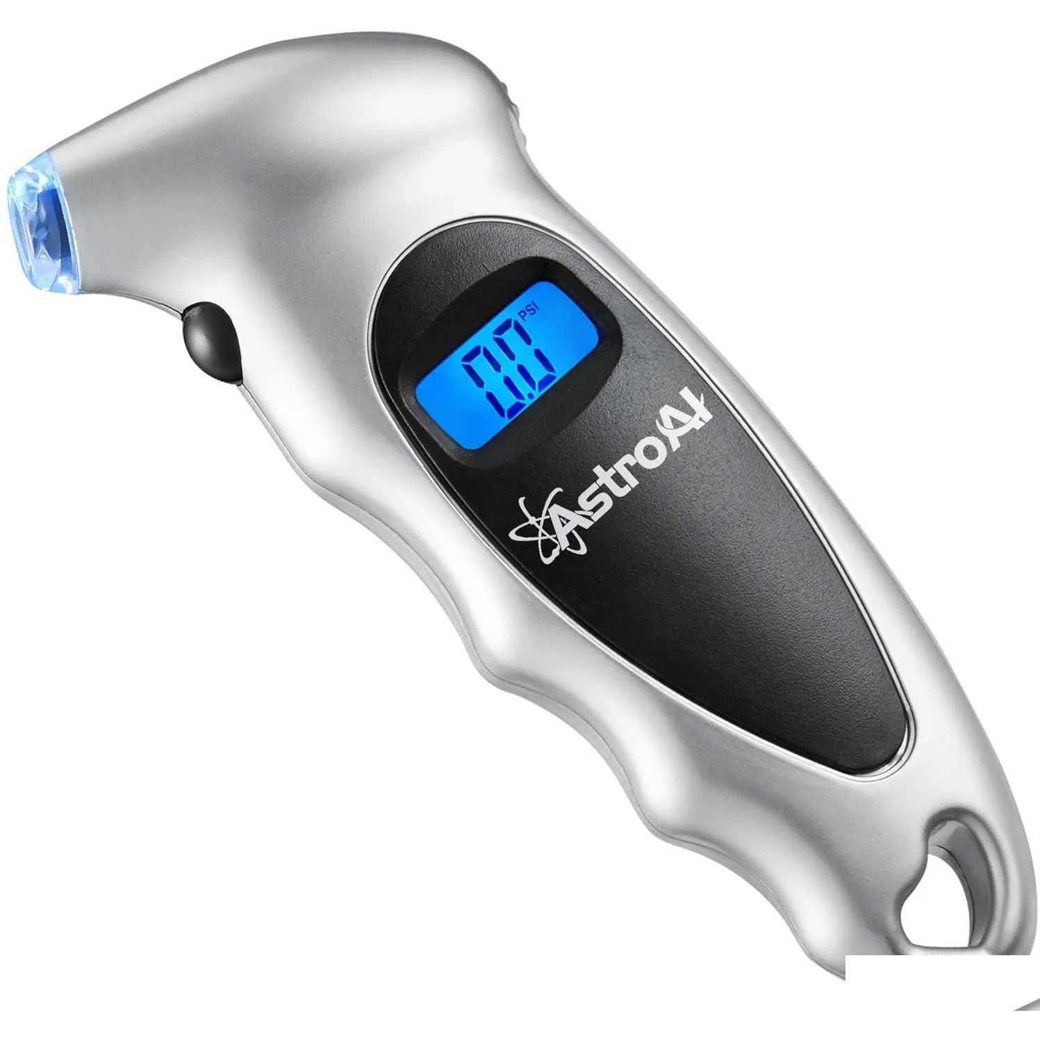 digital tire pressure gauge 150 psi 4 settings for car truck bicycle with backlit lcd and nonslip grip silver 1 pack