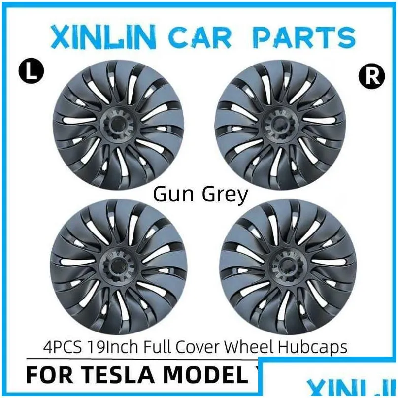 4pcs 19inch hub cap for tesla model y 2023 wheel hubcapperformance replacement right left hubcap full rim cover accessories