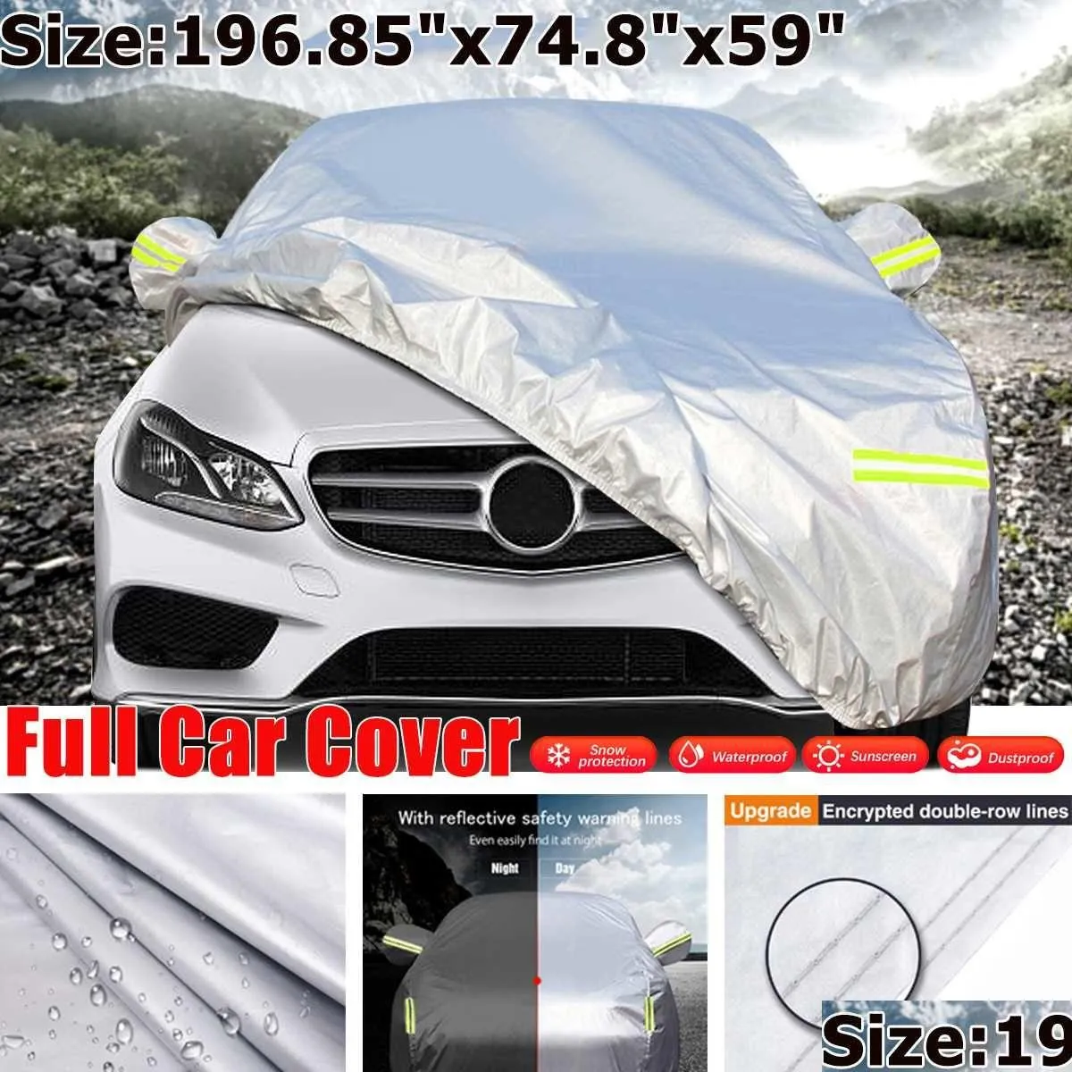 car covers full car cover 210t waterproof sunscreen dustproof car case cover wreflective strips universal for suv sedan j220907