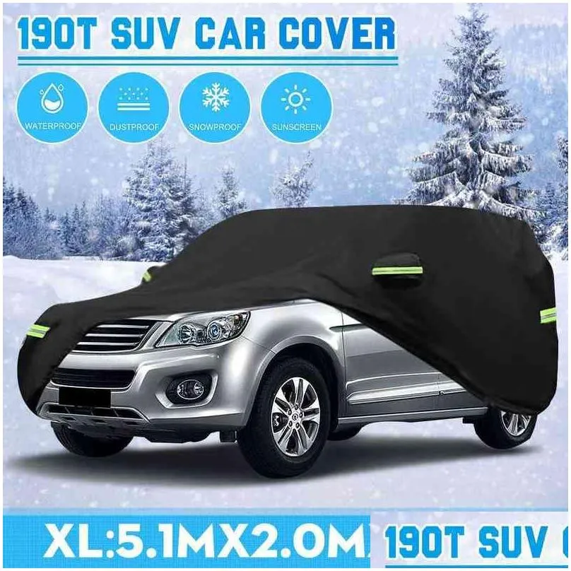 car covers 190t universal suv full car cover winter snow waterproof sunscreen scratch dustproof cover outdoor car protector cover
