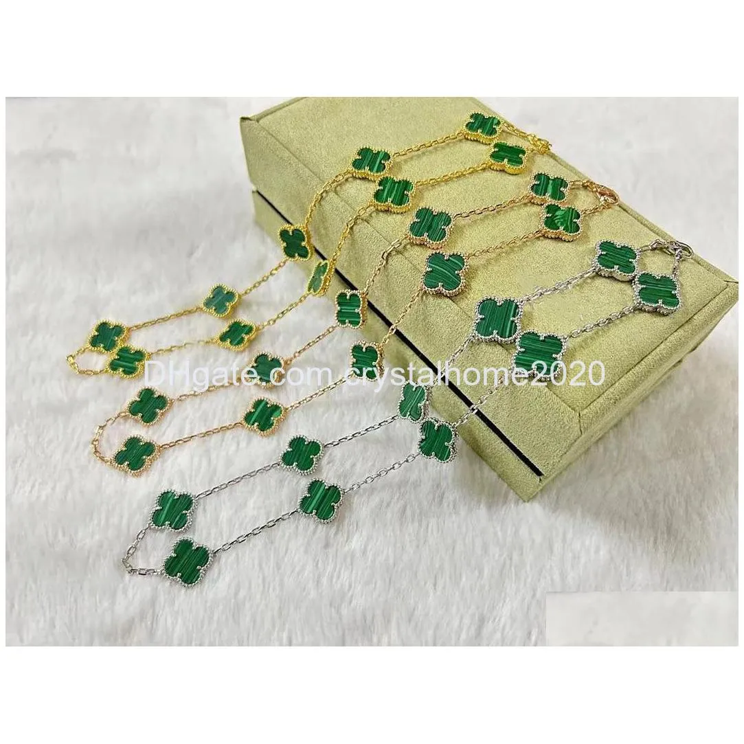 luxury van brand clover designer pendant necklaces 18k gold cross chain green stone 15mm 4 leaf 10 flower choker necklace top a