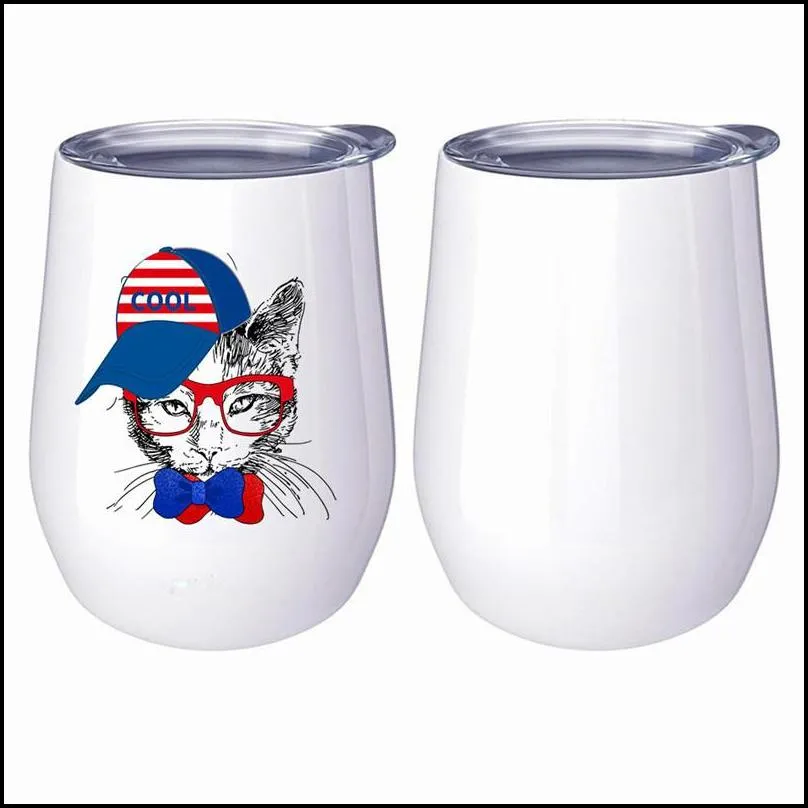 12oz sublimation wine tumbler mug stainless steel beer cup double wall vacuum egg shaped coffee cups graduation gift
