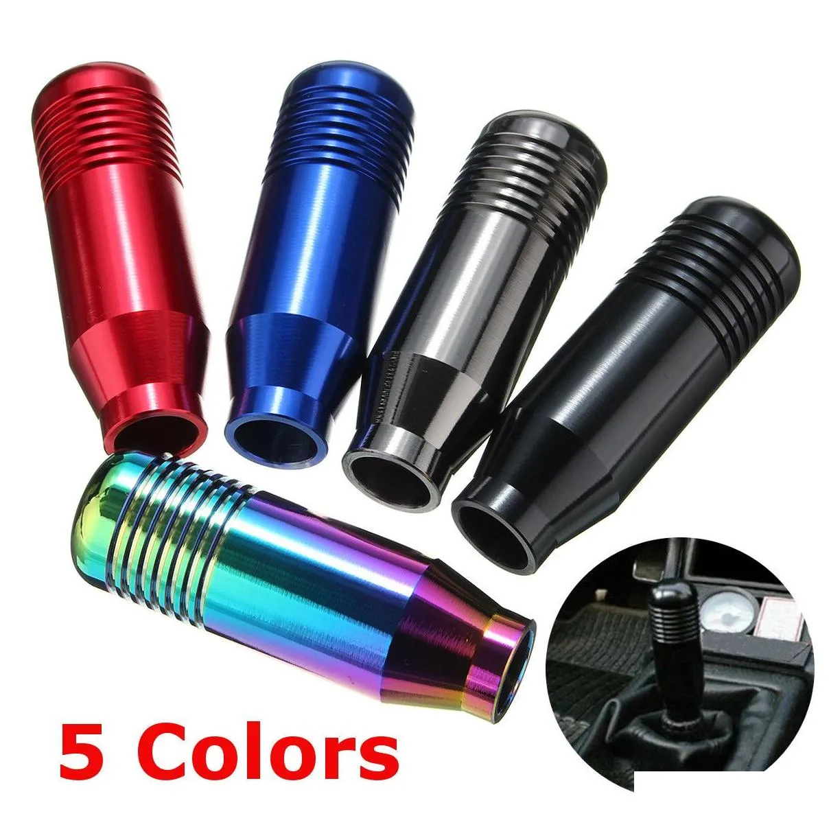 universal 85mm nonslip gear shift knob manual transmission aluminum knurled shifter lever knob