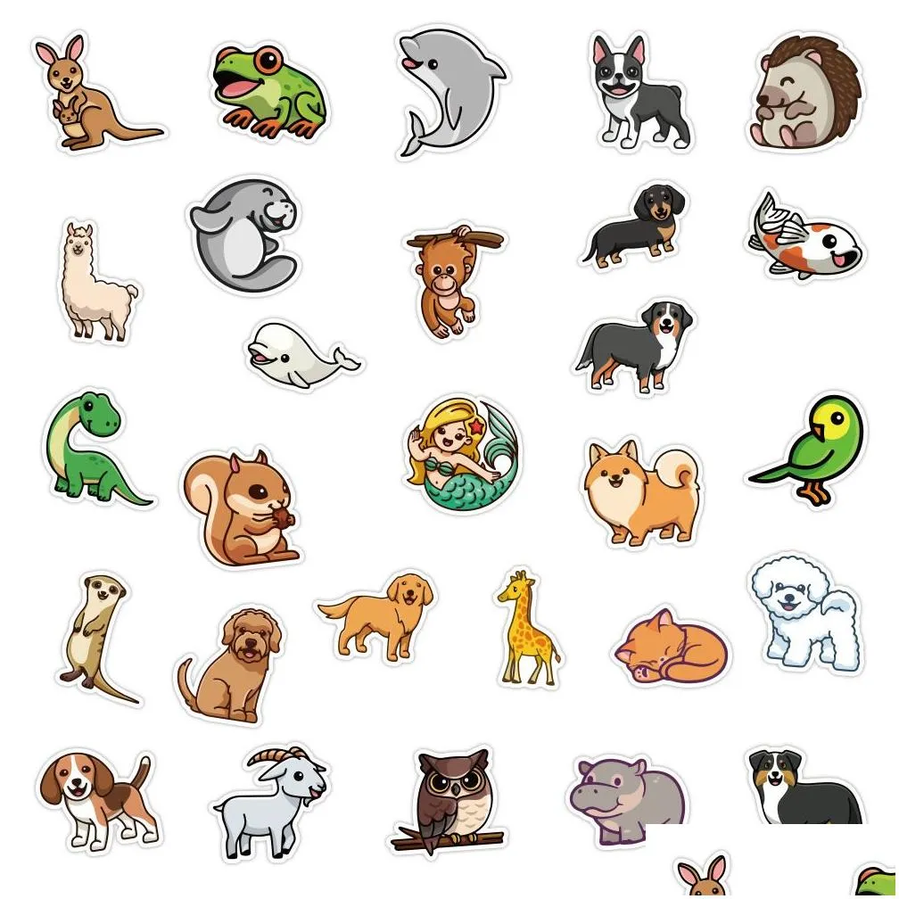 car sticker 10/50/100pcs lovely cute mixed animal stickers for kids girls water bottle notebook skateboard random cartoon pets vinyl