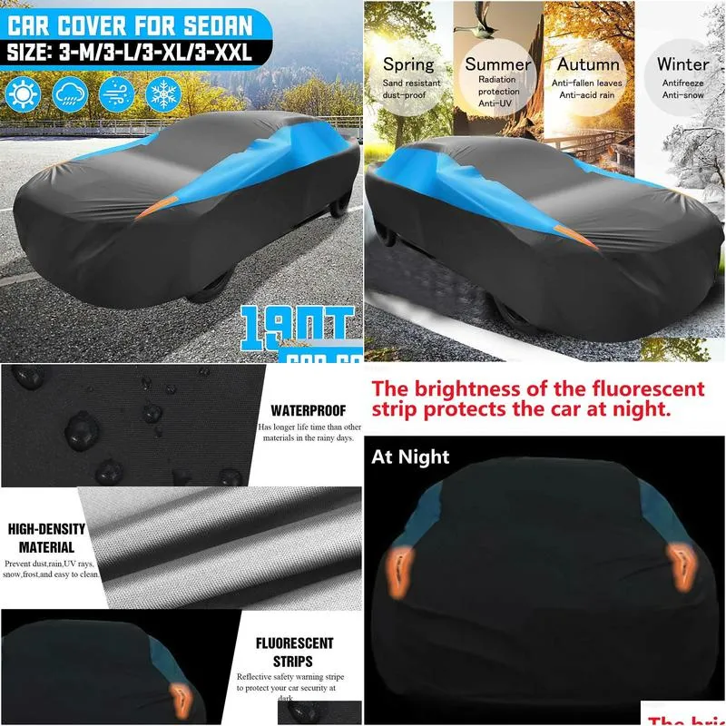 car covers sedan car full cover outdoor waterproof snow proof dustproof antiuv protection blue full car cover universal mlxlxxl
