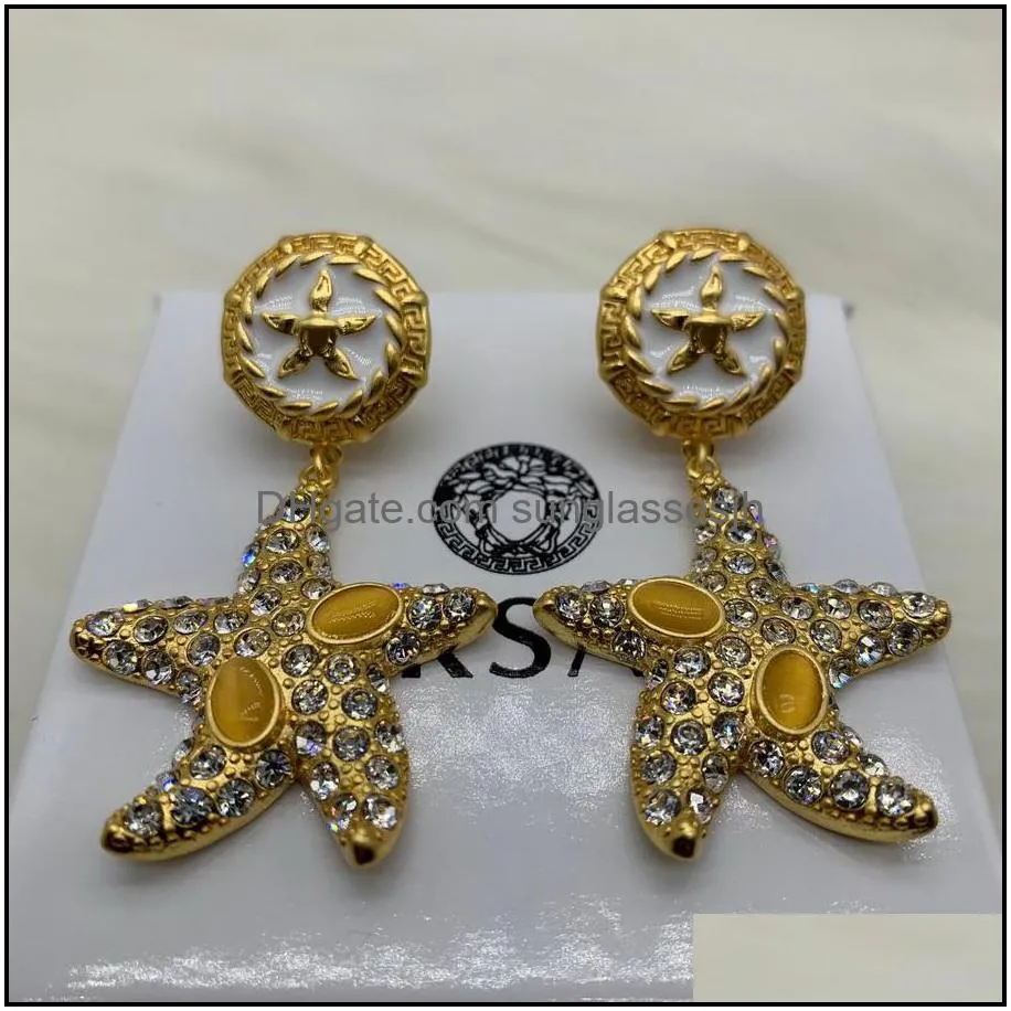  designed  head portrait colored diamonds starfish women necklace bracelet sea travel holiday style ladies baroque designer jewelry