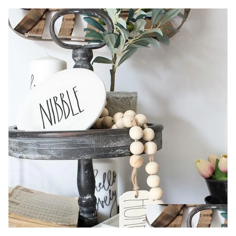 wall decor wood bead garland with tassels and diy tag farmhouse beads vintage home decoration m3486